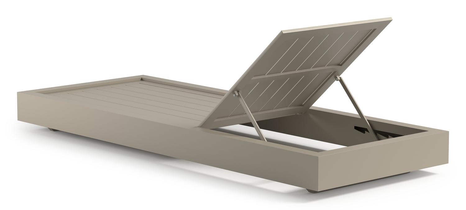 Como verstelbaar ligbed in beige aluminium met heritage papyrus all weather sunbrella® luxe