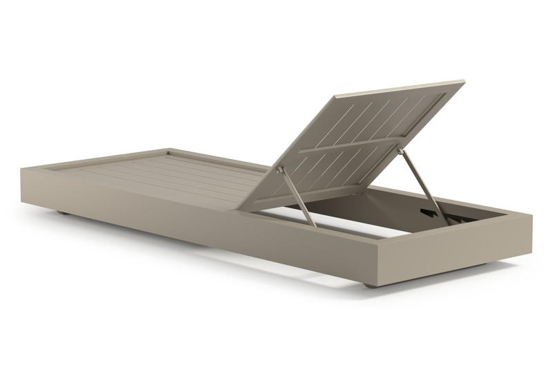 Como verstelbaar ligbed in beige aluminium met heritage papyrus all weather sunbrella® luxe