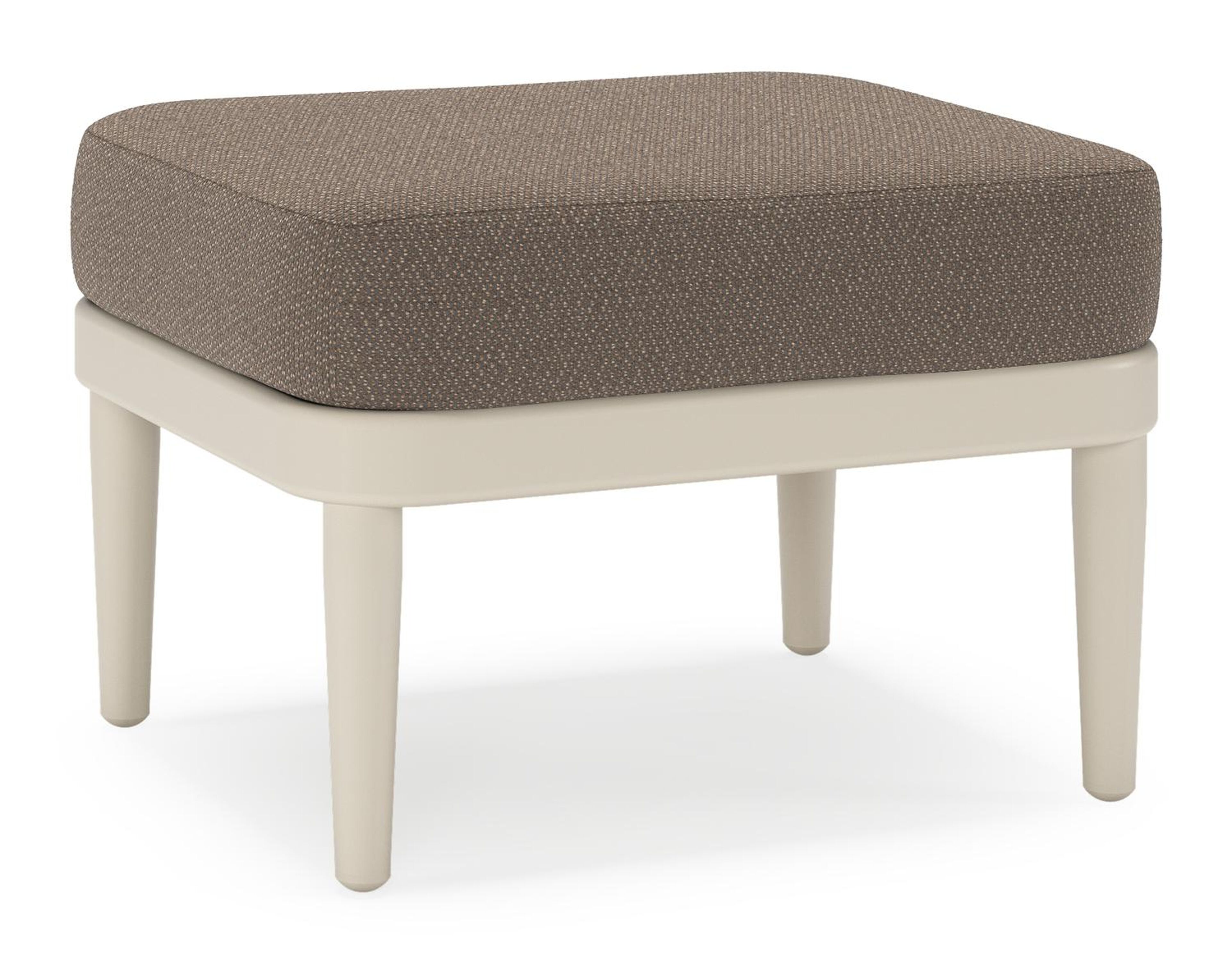 Orso poef in beige aluminium met Lopi Coconut all weather sunbrella® luxe kussen