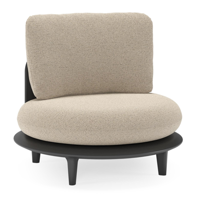 Bomero loungestoel in zwart aluminium met marbella beige all weather cosytica kussen