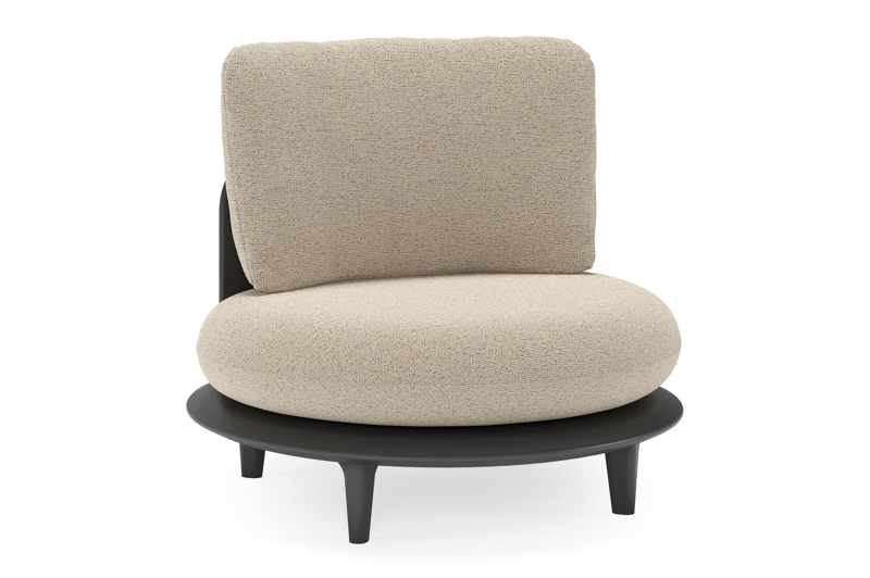 Bomero loungestoel in zwart aluminium met marbella beige all weather cosytica kussen