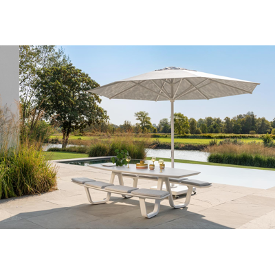 Solino staanparasol in wit aluminium met grijs sunbrella® parasoldoek - dia 400 cm (zonder voet)