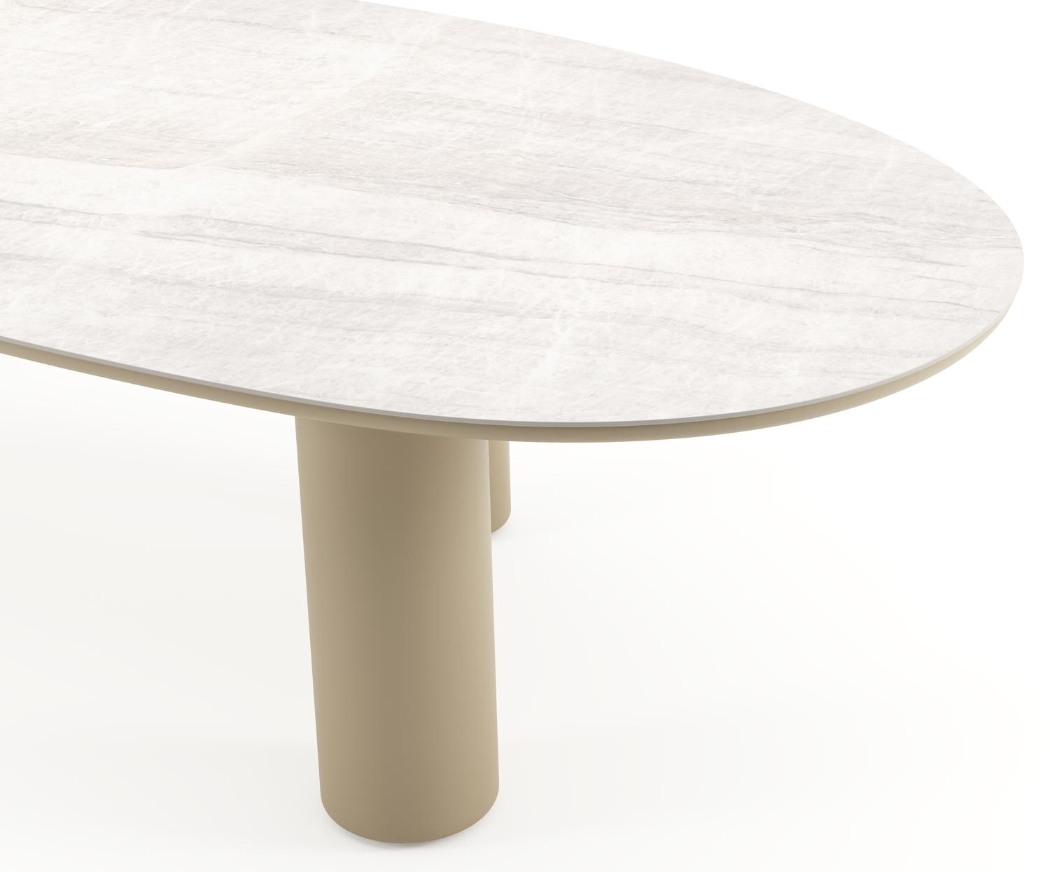 Amico tuintafel mango in beige aluminium en volkeramiek Taj Mahal - L 320 x B 140 x H 73.5 cm