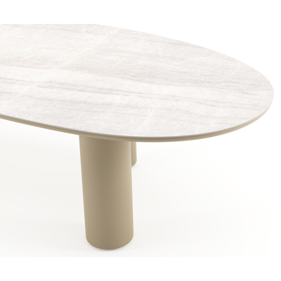 Amico tuintafel mango in beige aluminium en volkeramiek Taj Mahal - L 320 x B 140 x H 73.5 cm