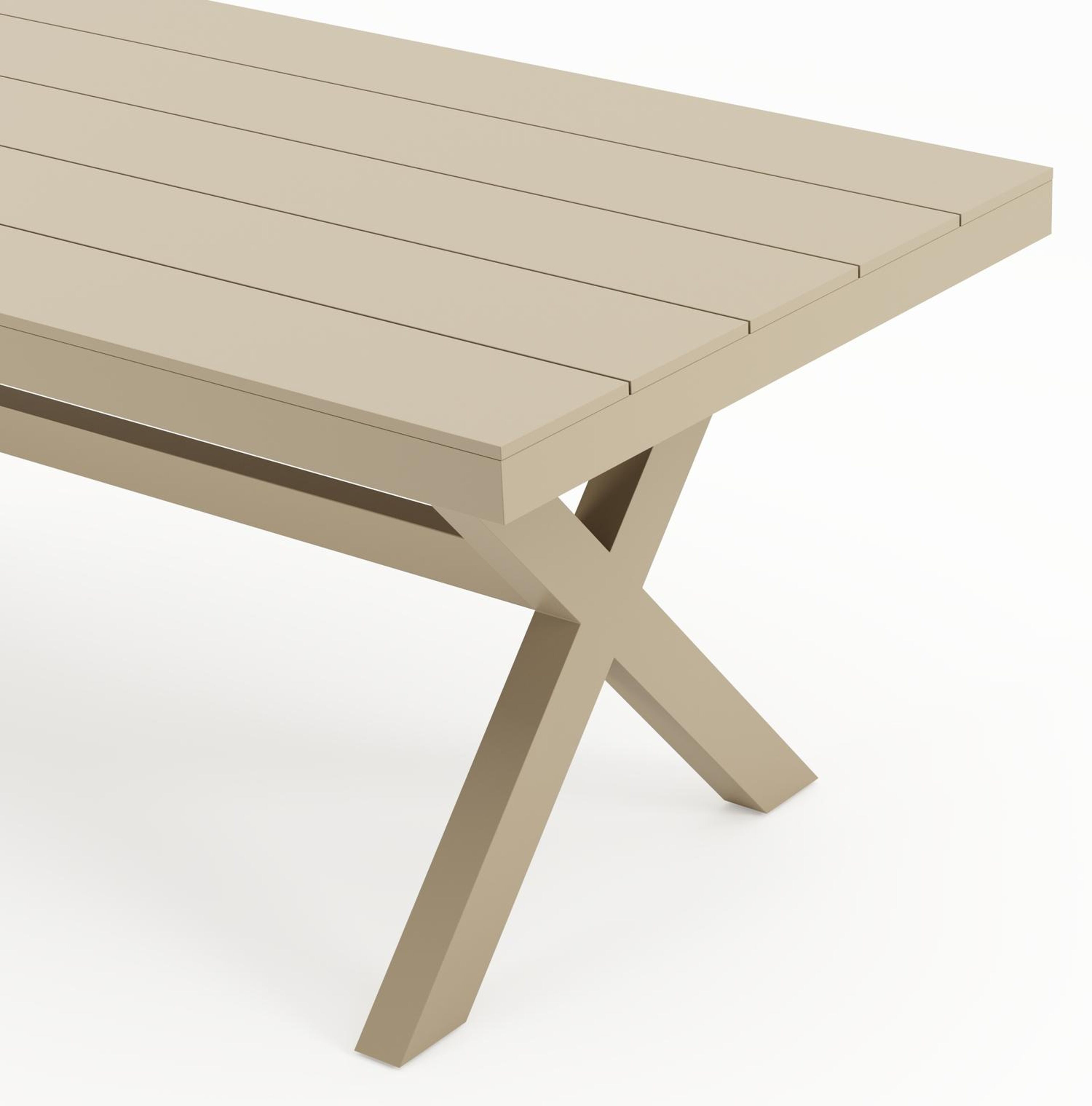 Bahia tuintafel rechthoekig in beige aluminium - L 200 x B 89 x H 75 cm