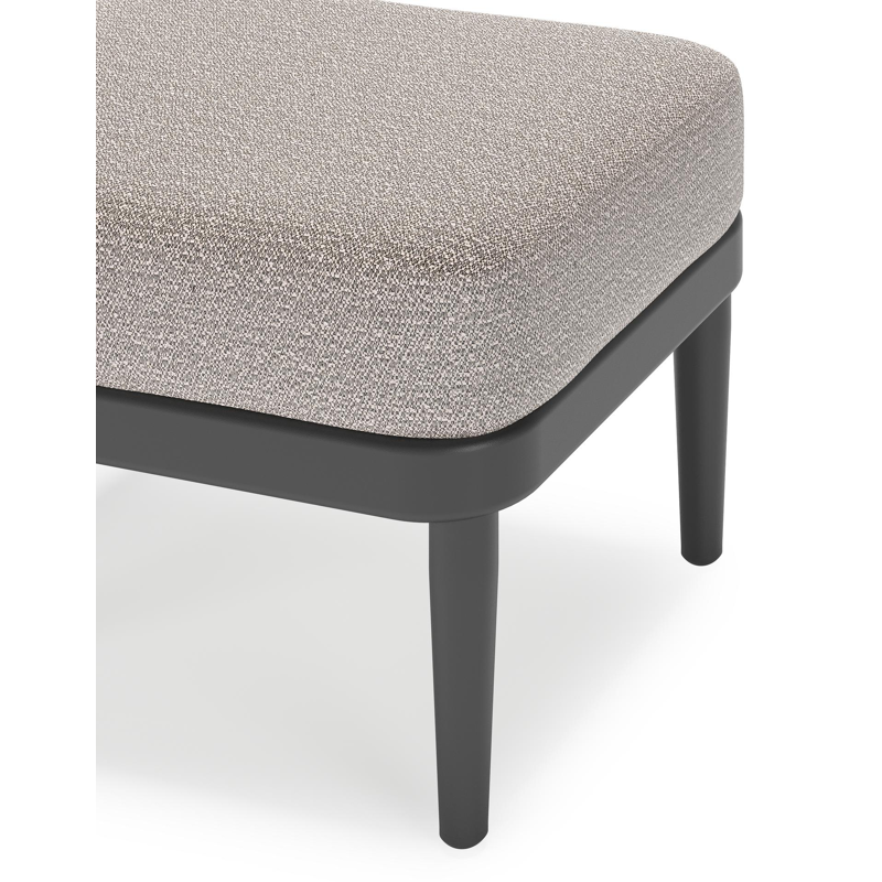 Pouf Orso en aluminium noir et coussins en all weather sunbrella® luxe Wander Granite