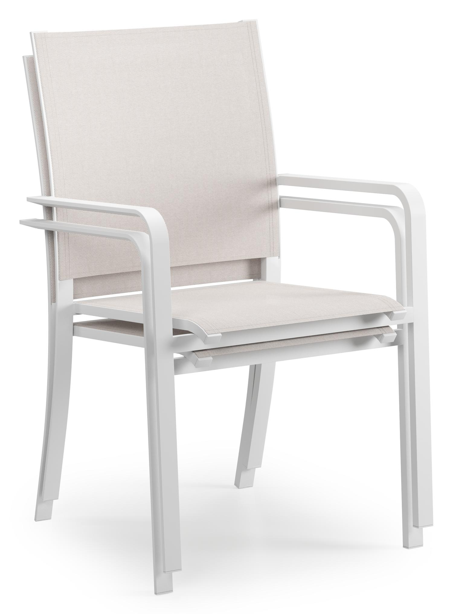 Chaise de jardin Calobra en aluminium blanc et textilène simple beige