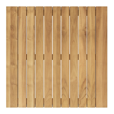 Table d'angle Verato en aluminium blanc et teck naturel - Lg 88 x larg. 88 x H 31,5 cm