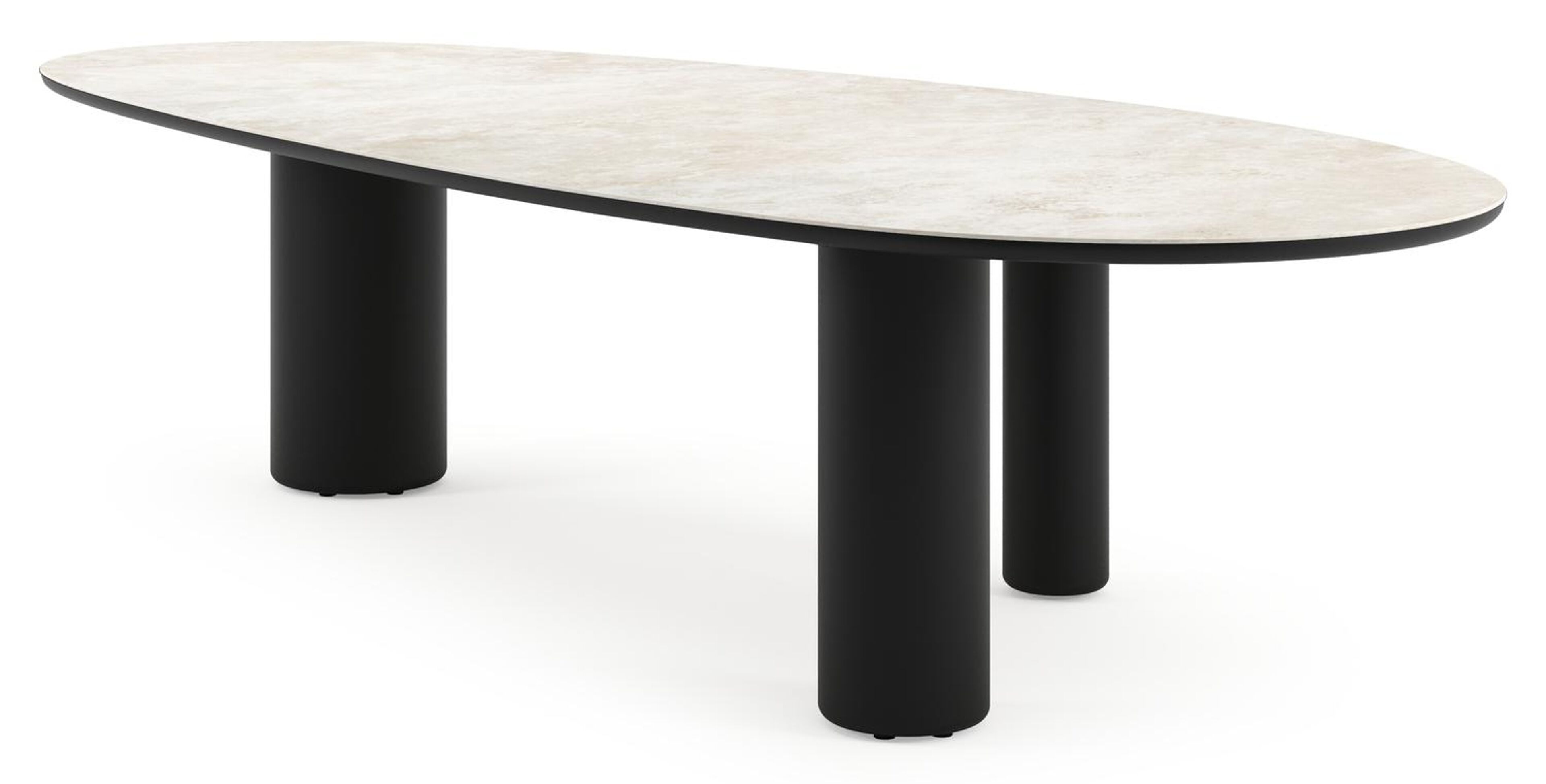 Table de jardin Amico mangue en aluminium noir et céramique pleine Rapolano - Lg. 320 x Lrg. 140 x Haut. 74 cm