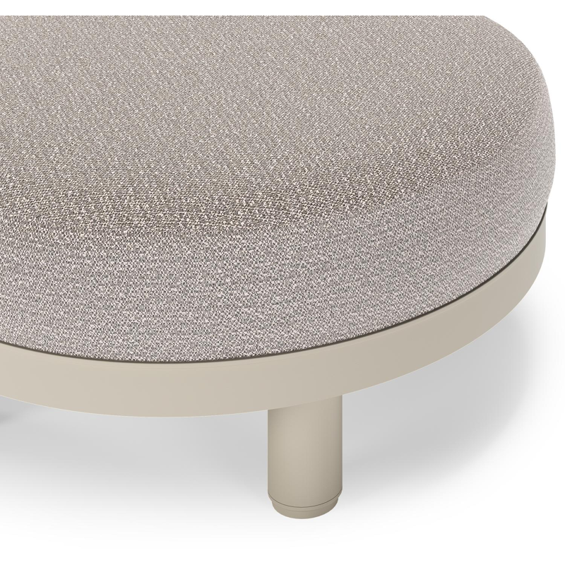 Salon de jardin pouf Donato en aluminium beige et coussins en all weather sunbrella® luxe Wander Granite