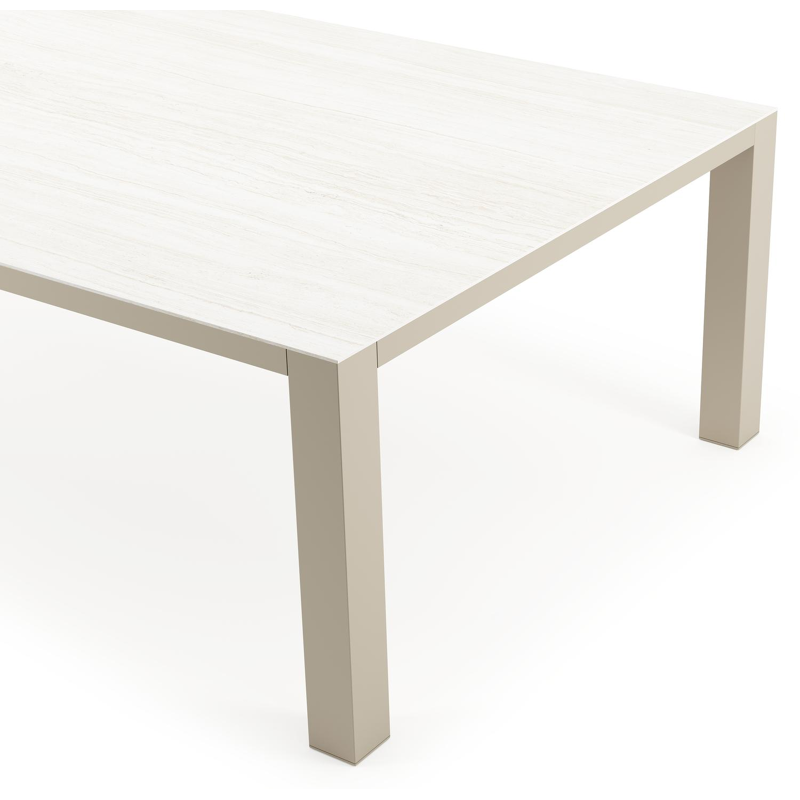 Table de jardin Nano XL rectangulaire en aluminium beige et céramique pleine Calista Lg. 240 x Lrg. 148 x Haut. 75 cm