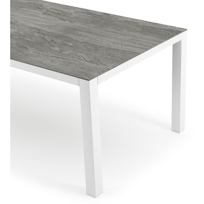 Como tuintafel in wit aluminium en volkeramiek aspen grey - L 240 x B 100 x H 75 cm