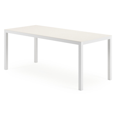 Feltro tuintafel in wit aluminium en Crema Minerale sintered stone - L 180 x B 80 x H 73 cm