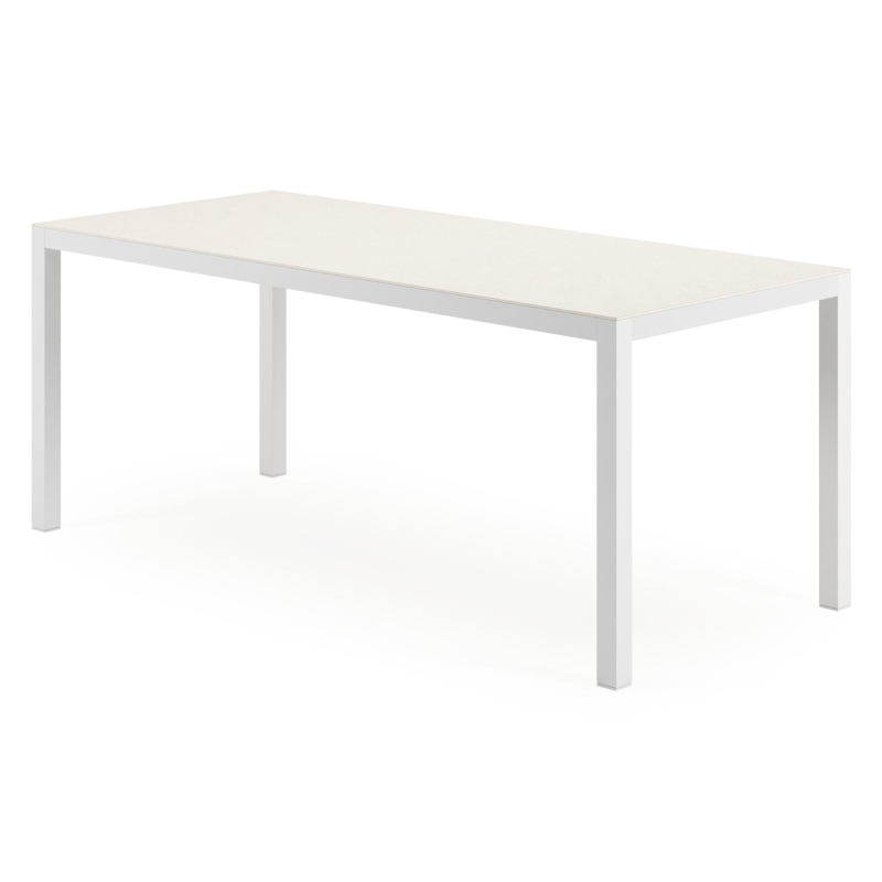 Feltro tuintafel in wit aluminium en Crema Minerale sintered stone - L 180 x B 80 x H 73 cm