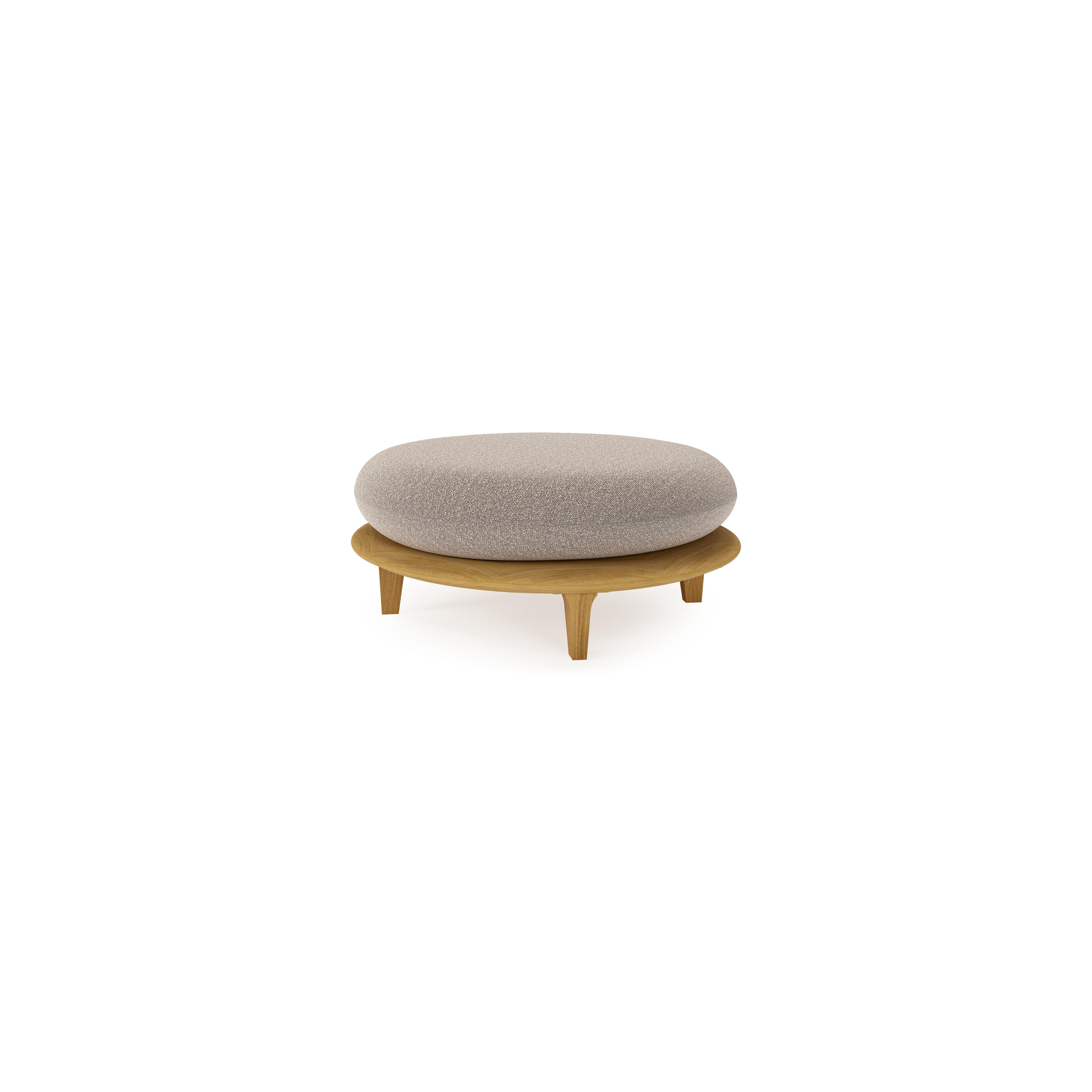 Bomero poef in teak met wander manioc all weather sunbrella® luxe kussen