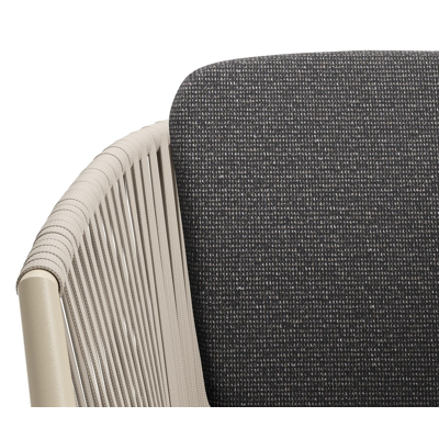 Chaise de jardin Orso en aluminium beige et corde plate tissée verticalement beige avec coussin en All Weather Solica Firenze Tunder