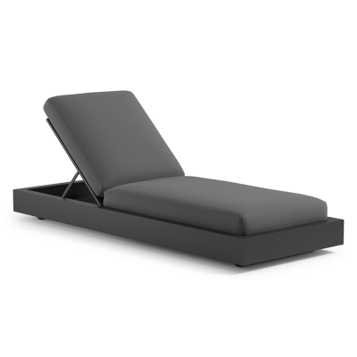 Chaise longue réglable Como en aluminium noir et coussin en all weather Sunbrella® luxe heritage slate