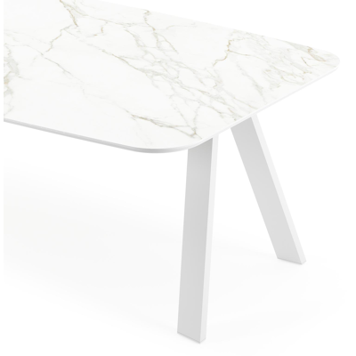 Cesano tuintafel in wit aluminium en volkeramiek calacatta - L 255 x B 115 x H 75 cm