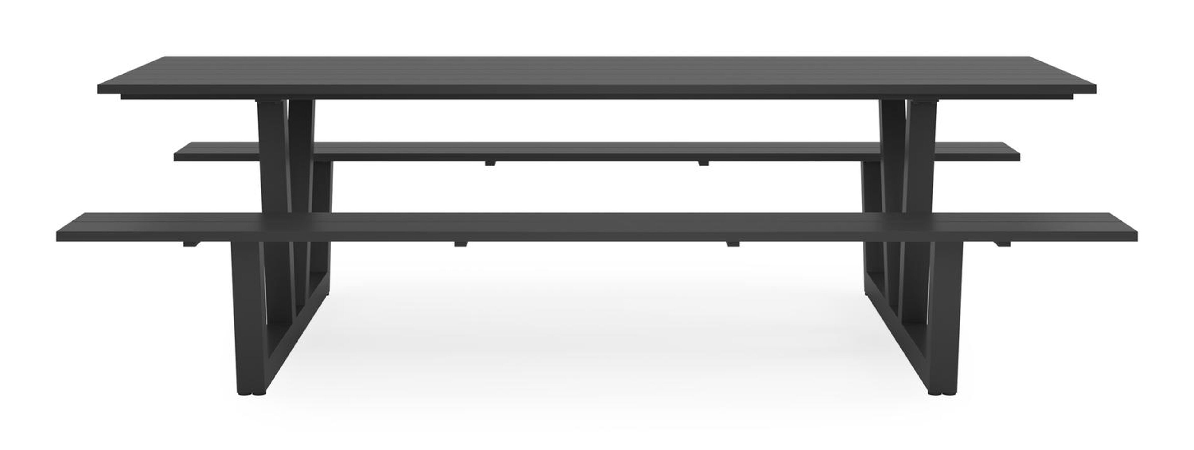 Table de pique-nique Felino en aluminium noir - Lg 260 x Larg 176 x H 76 cm