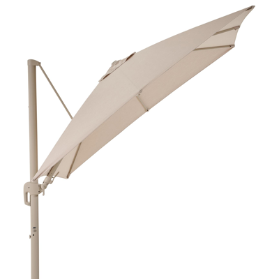 Rufina zweefparasol met tiltfunctie in beige aluminium met beige all weather sunbrella® premium parasoldoek - L1 300 x L2 300 cm (zonder voet)
