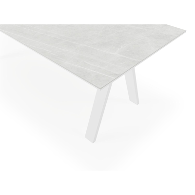 Table de jardin Cesano en aluminium blanc et céramique pleine zaha stone - Lg 240 x Larg. 100 x H 74 cm