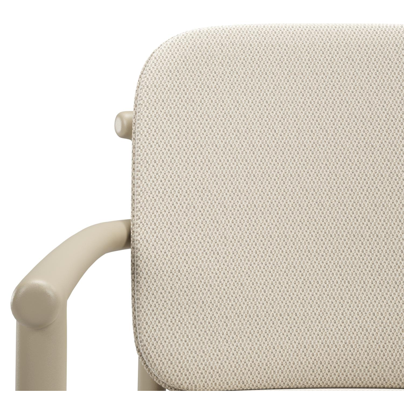 Bono stapelbare tuinstoel in beige aluminium met stoelkussen in All Weather Sunbrella® Luxe Lopi Marble