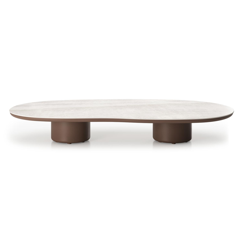 Amico loungetafel organisch in taupe aluminium en volkeramiek Taj Mahal - L 170 x B 91 x H 25 cm