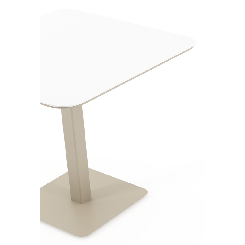 Fano kantelbare tuintafel afgerond vierkant in beige aluminium en volkeramiek Arctic White - L 80 x B 80 x H 72.5 cm