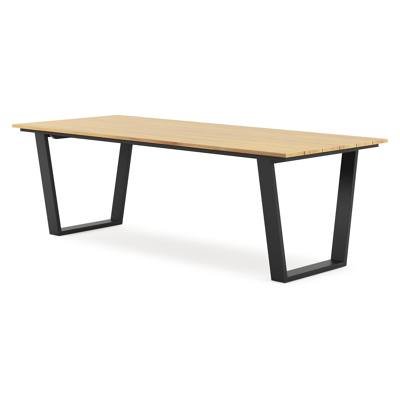 Pagino tuintafel rechthoekig in zwart aluminium en teak - L 240 x B 100 x H 73,5 cm