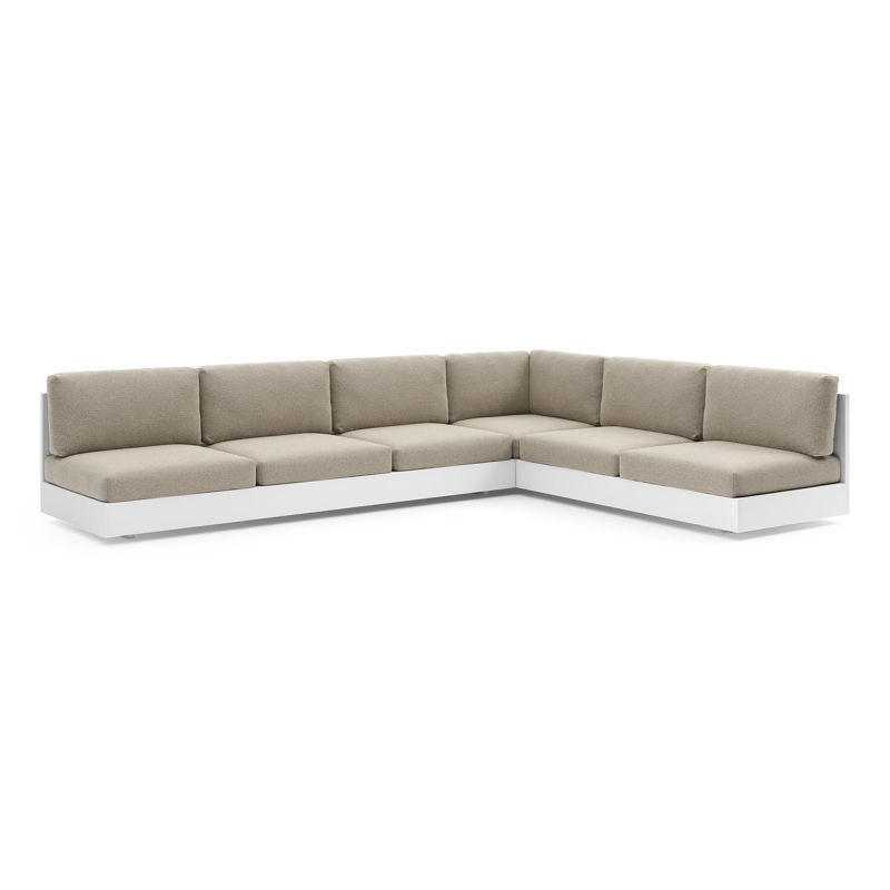 Como loungehoek in wit aluminium met catania beige all weather cosytica kussen