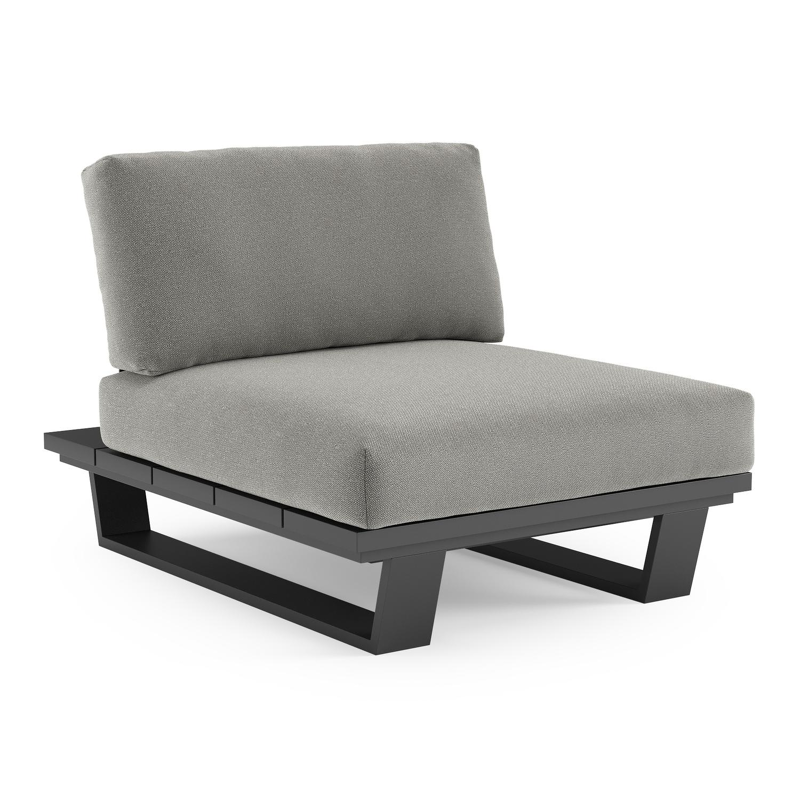 Pagino loungestoel in zwart aluminium met savane zinc all weather sunbrella® luxe kussen
