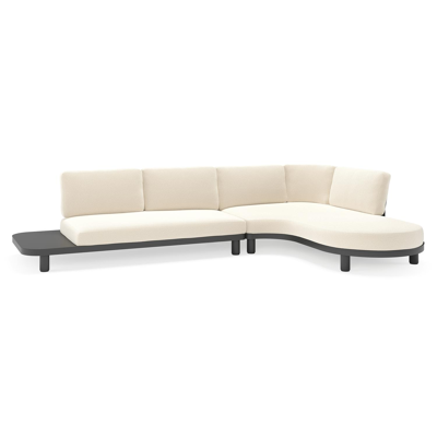 Donato loungehoek in zwart aluminium met all weather cosytica Althea Off White kussen