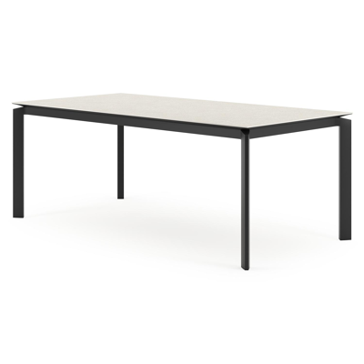 Cirello tuintafel in zwart aluminium en volkeramiek shilin - L 200 x B 100 x H 75 cm
