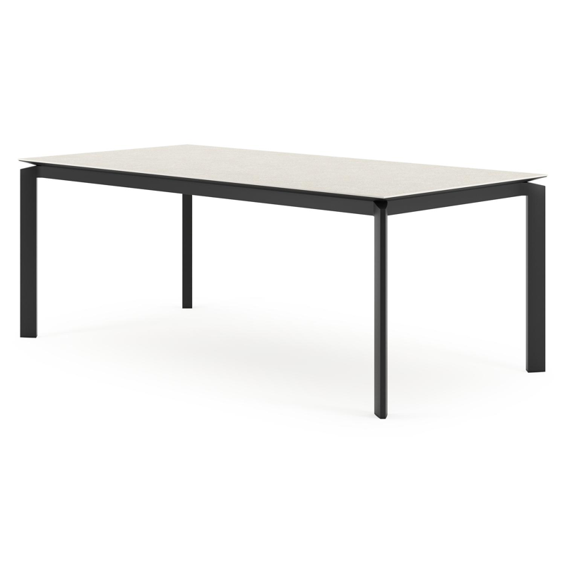 Table de jardin Cirello en aluminium noir et céramique pleine shilin - Lg 200 x Larg. 100 x H 75 cm