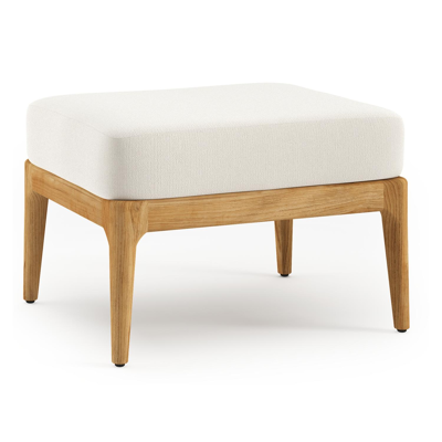 Pouf Orso en teck et coussins en all weather sunbrella® luxe Savane White