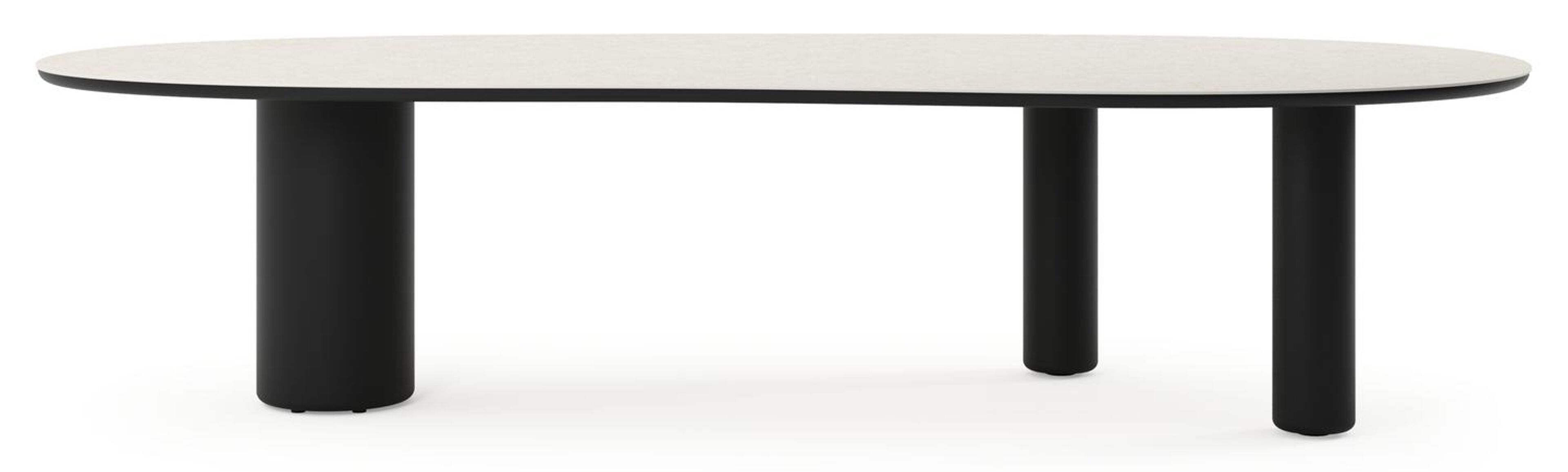 Table de jardin Amico organique en aluminium noir et céramique pleine Shilin - Lg. 320 x Lrg. 145 x Haut. 74 cm