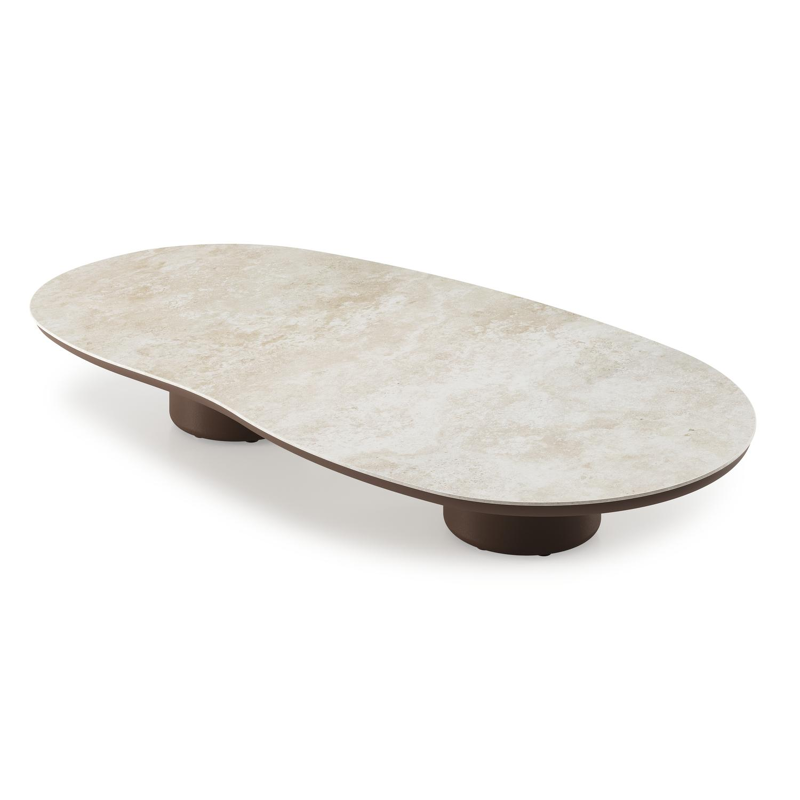 Amico loungetafel organisch in taupe aluminium en volkeramiek Rapolano - L 170 x B 91 x H 25 cm