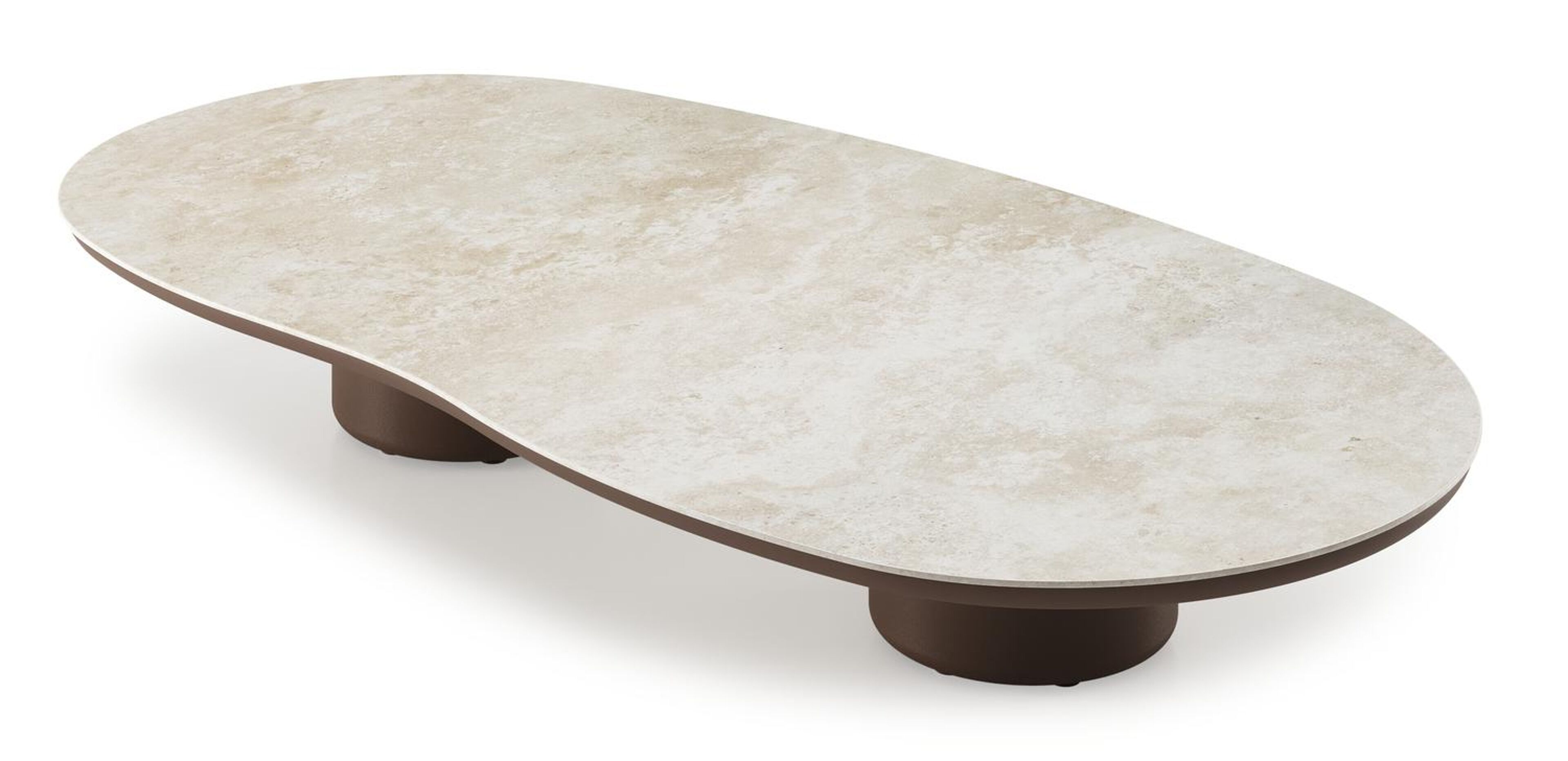 Amico loungetafel organisch in taupe aluminium en volkeramiek Rapolano - L 170 x B 91 x H 25 cm