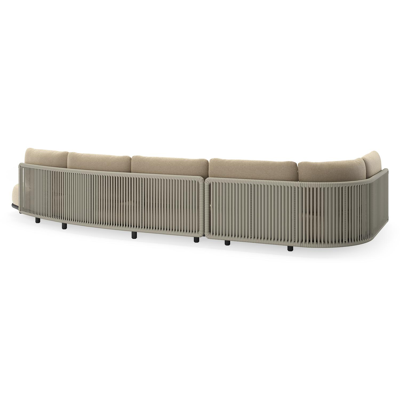 Lomano loungehoek in zwart aluminium en beige verticaal geweven luxe vlakke rope met Althea Camel all weather cosytica