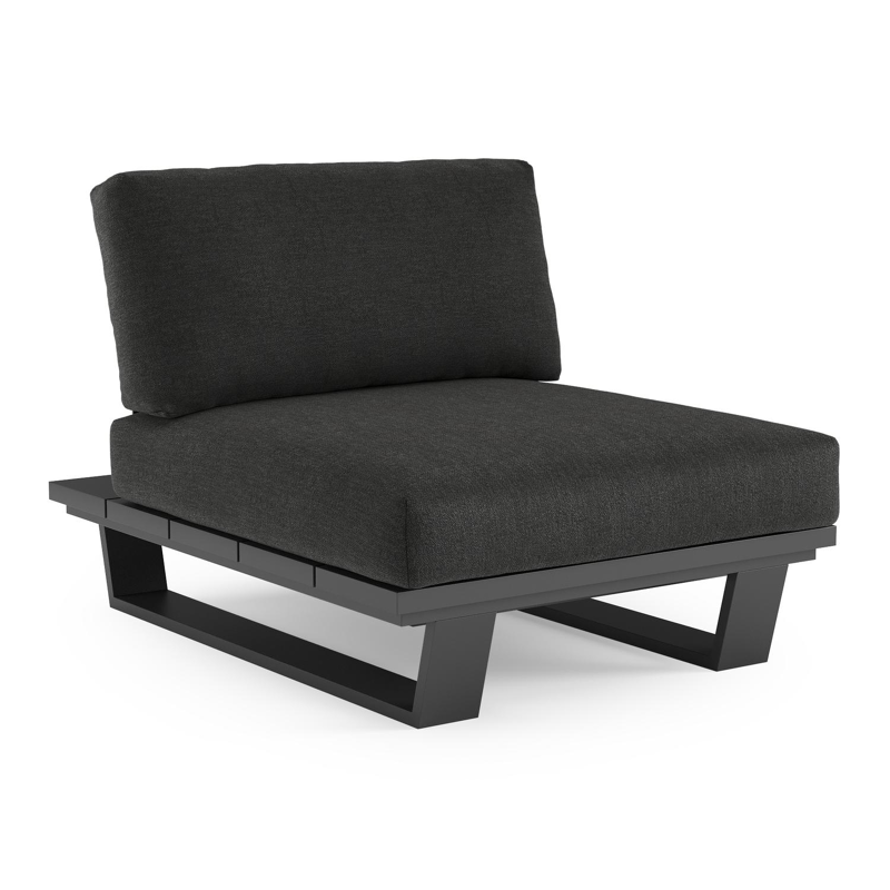 Pagino loungestoel in zwart aluminium met chartres sooty all weather sunbrella® luxe kussen