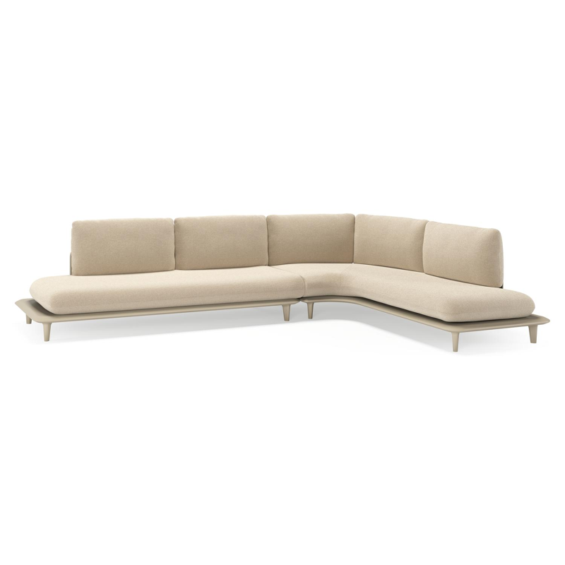 Bomero loungehoek in beige aluminium met althea chalk all weather cosytica kussen
