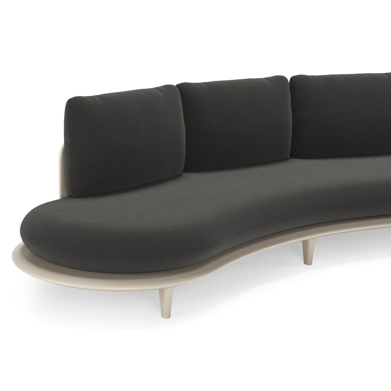 Bomero loungeset in beige aluminium met natte sooty all weather sunbrella® luxe kussen