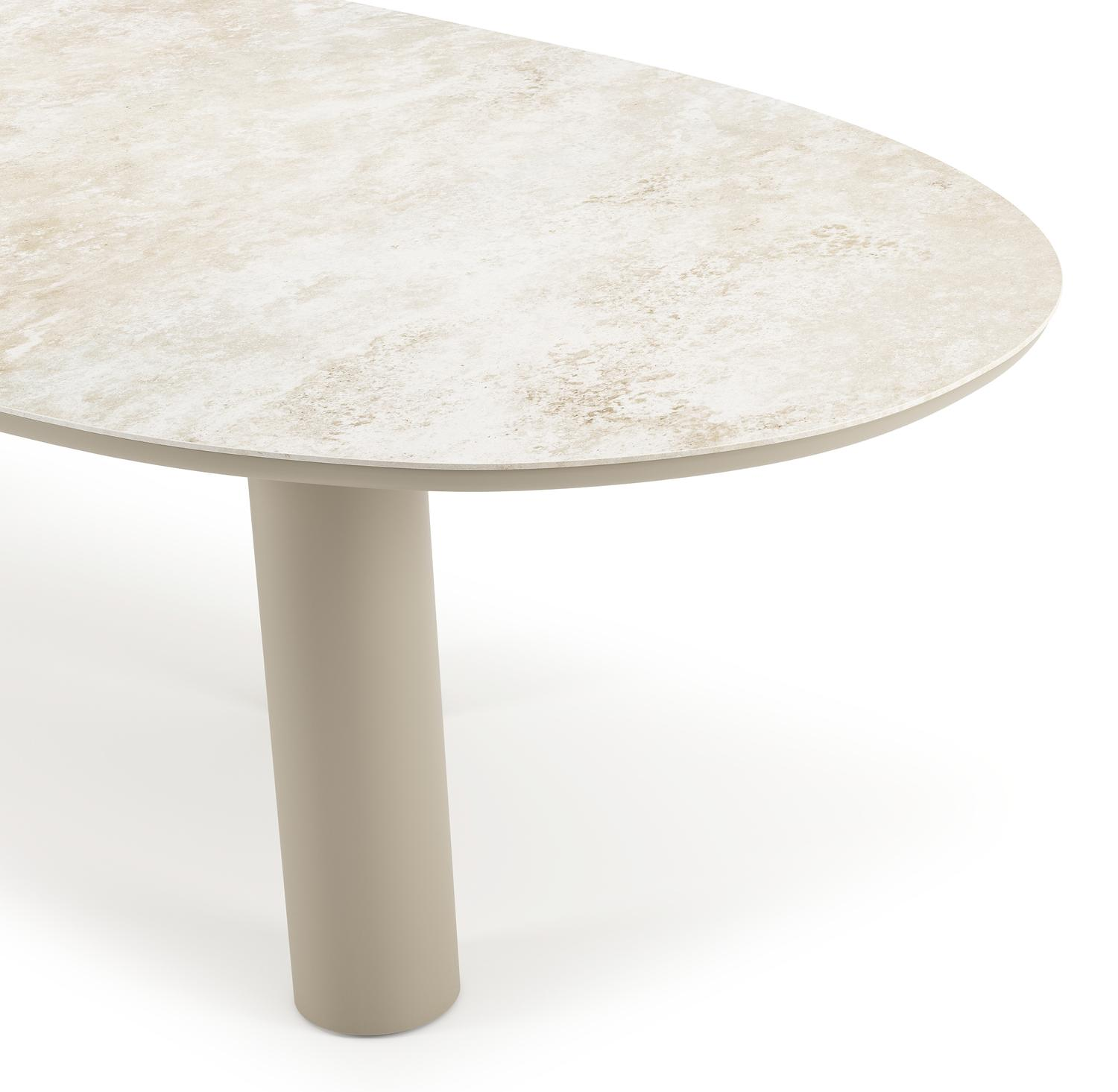 Table de jardin Organo organique en aluminium beige et céramique pleine Rapolano Lg. 280 x Lrg. 120 cm