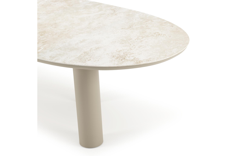 Organo tuintafel organisch in beige aluminium en volkeramiek Rapolano L 280 x B 120 cm