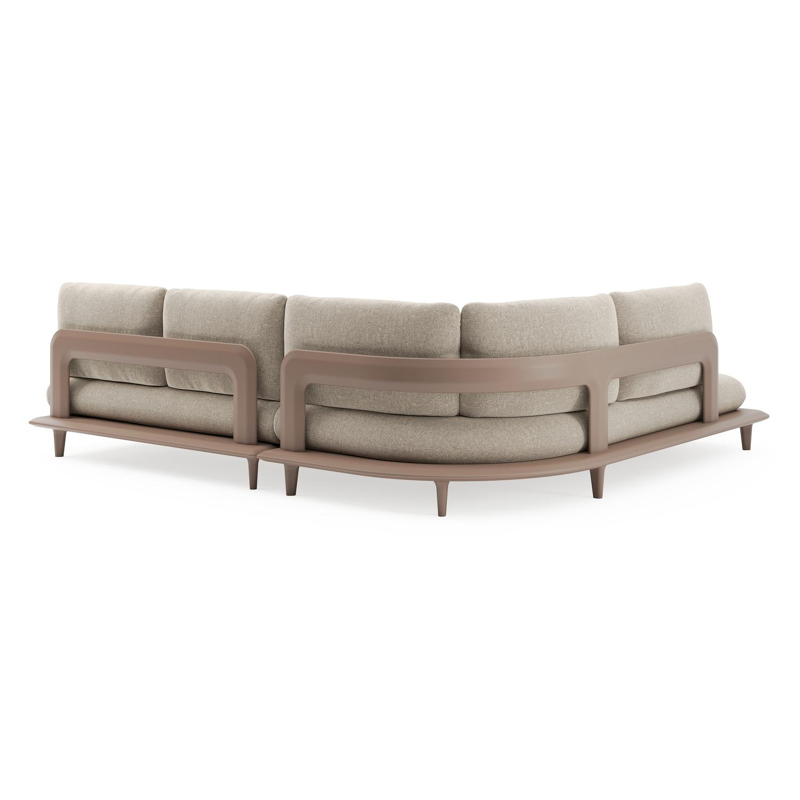 Bomero loungehoek in taupe aluminium met chartres pewter all weather sunbrella® luxe kussen