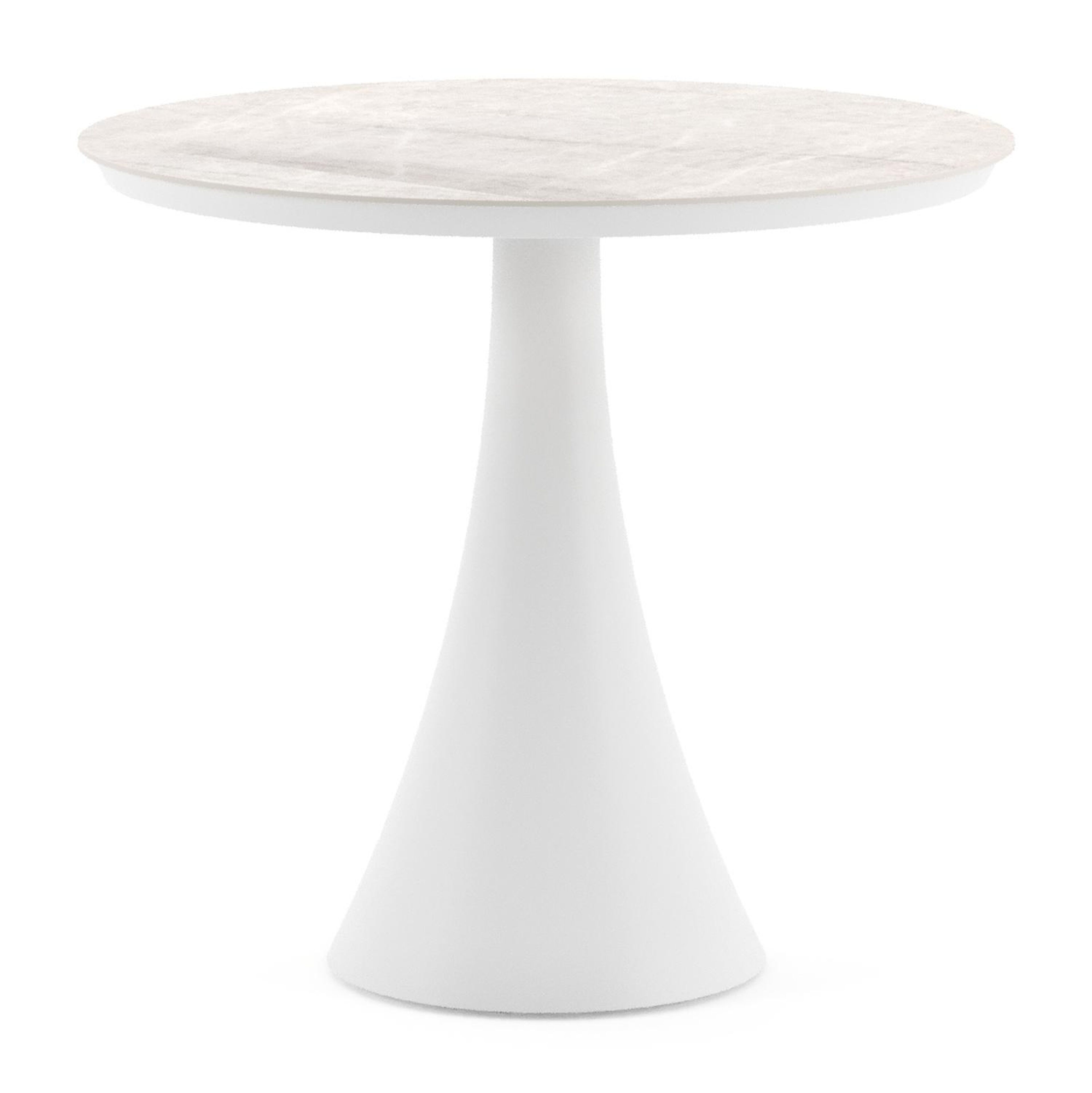 Fano tuintafel rond in wit aluminium en volkeramiek Taj Mahal - Dia. 85 x - Dia. 85 x H 75 cm