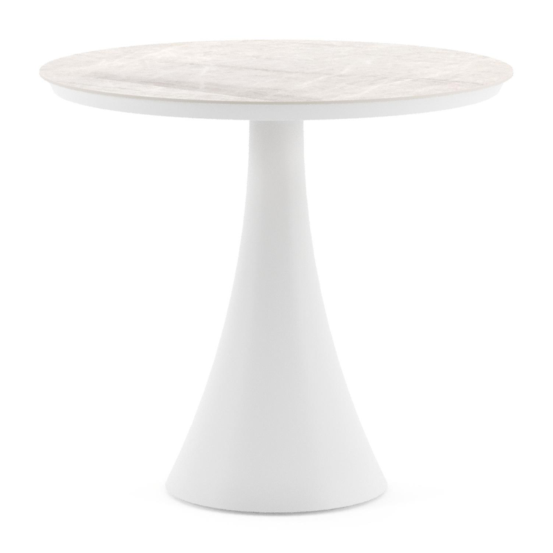 Fano tuintafel rond in wit aluminium en volkeramiek Taj Mahal - Dia. 85 x - Dia. 85 x H 75 cm