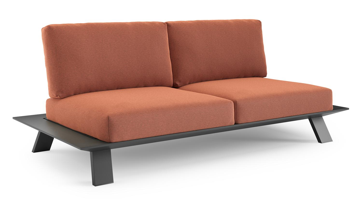 Cesano loungebank in zwart aluminium met heritage rust all weather Sunbrella® luxe kussen