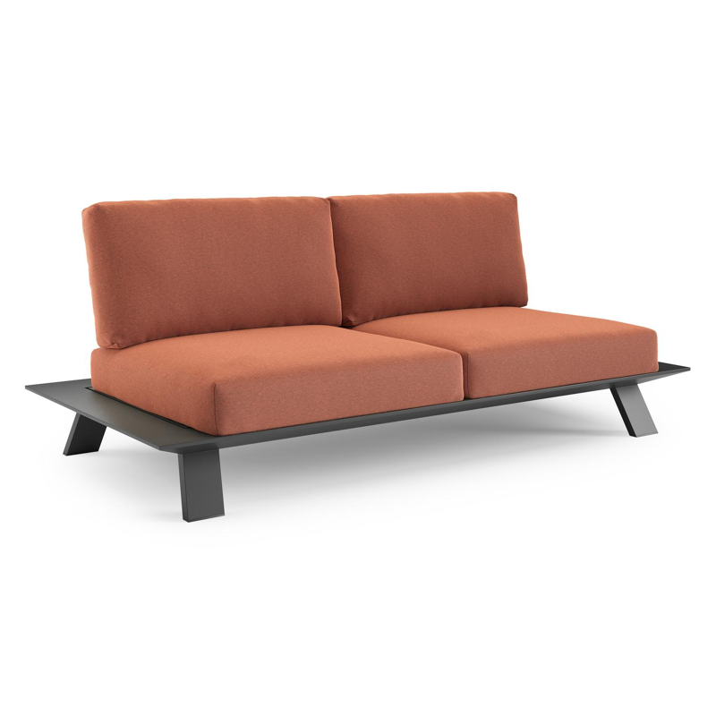 Cesano loungebank in zwart aluminium met heritage rust all weather Sunbrella® luxe kussen