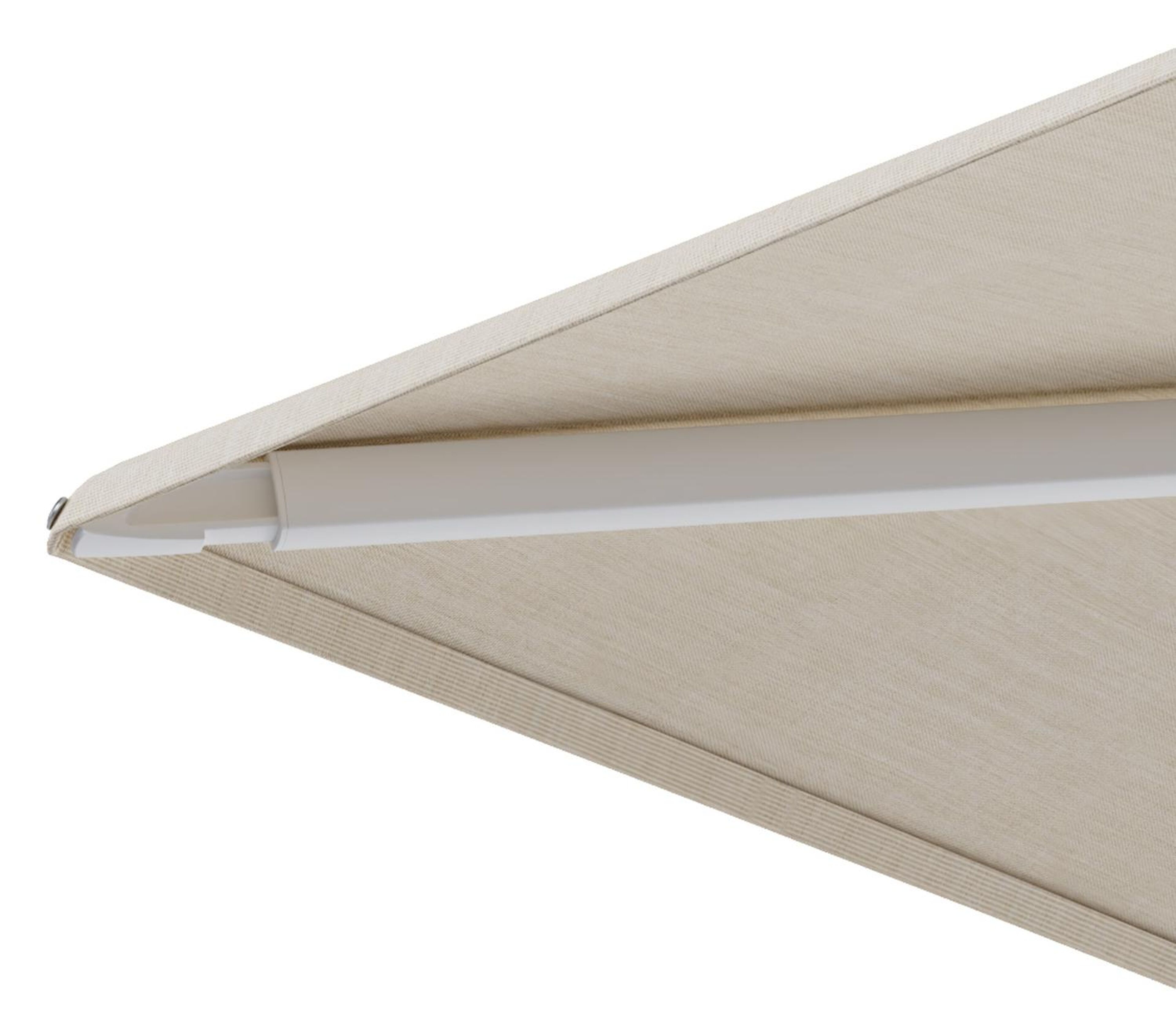 Parasol pendant Minore avec fonction tilt en aluminium blanc et Sunbrella Premium beige - Lg.1 400 x Lg.2 300 cm